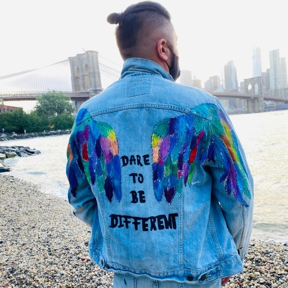 Personalized Wings Drawing Denim Jacket - Picture 4 of 4